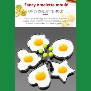 New 5 pack fancy omelette molds egg molds heart star circle mouse breakfast mold